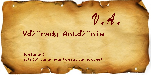 Várady Antónia névjegykártya