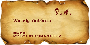 Várady Antónia névjegykártya